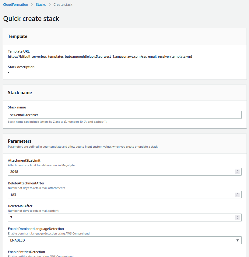 CloudFormation - Create stack